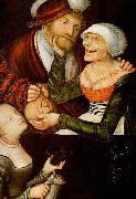Lucas  Cranach The Procuress oil on canvas